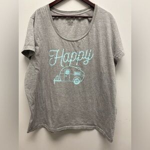 4 for $25 🍒 George Heather Gray Cotton Blend Top Happy Camper Size 4x